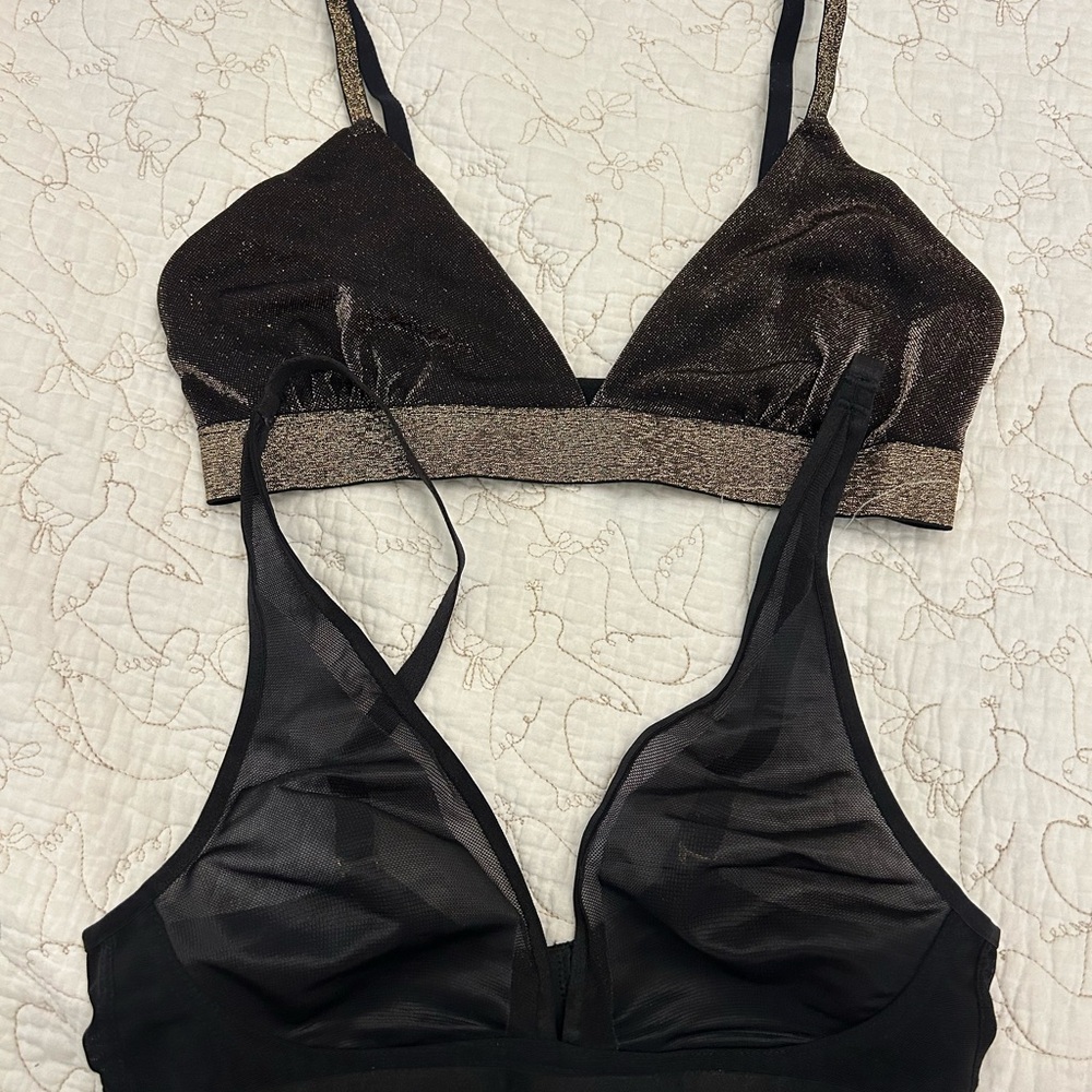 2 Unlined Black Bras - Size 34B/Medium